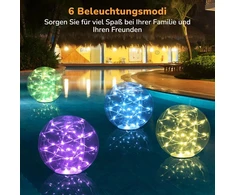 Bawoo saulės energija įkraunami led žibintai lauko spalvingi plūduriuojantys skaidraus rutulio stiliaus 2 vnt. pasakų žibintų rinkinys apšvietimui sodui, terasai, kiemui ir kt.