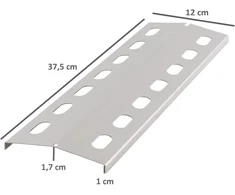 Bbq-toro nerūdijančio plieno liepsnos skirstytuvas dujiniam griliui, 37,5 x 12 cm, sidabrinis, liepsnos plokštės dujinis grilis, pakaitinis degiklio dangtelis, liepsnos plokštė dujiniam griliui, nerūdijančio plieno karščio plokštė, grilis