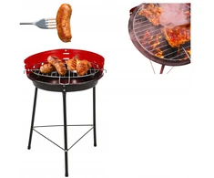 Bbq turistinis apvalus sodo grilis ant medžio anglių, 35 cm, tvirtos grotelės
