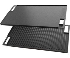 Bbqnovation daugiafunkcinė dvipusė ketaus grotelė, ketaus grilio plokštė, planča grilio plokštė, skirta orkaitei, viryklei ir griliui