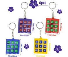 Bcedigad 4 vienetų „tic Tac Toe“ raktų pakabukų rinkinys, juokingas „tic Tac Toe“ žaislas su raktų žiedu, mini „tic Tac Toe“ žaidimas su raktų žiedu, skirtas kuprinės segtukui, gimtadienio mergaitėms