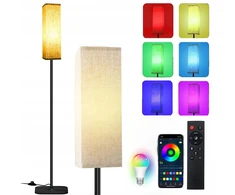 Bedee Led E27 pastatomas šviestuvas su lininiu gaubtu, valdomas programėle ir nuotoliniu pulteliu