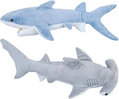 Bedwina pliušinis žaislas ryklys - 2 didelių pliušinių ryklių rinkinys, 35.5 cm mako ir 33 cm kūjis galva ryklys, pliušinis žaislas kūdikiams, vaikams ir paaugliams