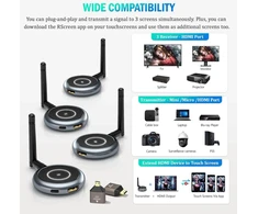 Vaizdo grotuvas Belaidis hdmi siųstuvas ir 3 imtuvai - aimibo 5.8g belaidis hdmi wifi adapteris nešiojamam kompiuteriui, kamerai, televizoriaus priedėliui, skirtas transliuoti į kelis televizorius, monitorius ir projektorius, plug &amp; play - 30 m atstumas
