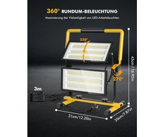Bellanny led statybinis prožektorius 200 w 20000 lm darbo lemputė su kištuku, 6500 k statybvietės lempa - ip66 atsparus vandeniui statybinis prožektorius su 3 m kabeliu dirbtuvėms ar statybvietei