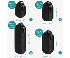 Belle Vous 4 dalių juodų objektyvų krepšelių rinkinys - vandeniui atsparus neopreno dėklas universaliam Dslr fotoaparato objektyvui - minkšti nešiojimo krepšiai / kelioniniai krepšiai - mažas, vidutinis, didelis ir Xl objektyvo krepšys, juodas, Bvous-pwn