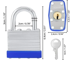 Belle Vous plieninių pakabinamų spynų rinkinys laminuotas, užuolaidų spyna su 2 raktais (12 vienetų) - 6 mm lankelis 6,4 x 4,2 x 2,4 cm apsauginė pakabinama spyna, atspari oro sąlygoms, vidaus/lauko spintelės spyna su raktu