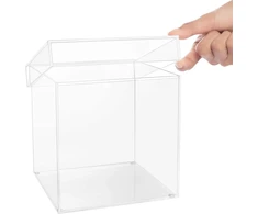 Belle Vous Skaidri kvadratinė akrilo dėžutė su dangteliu - 15 x 15 cm skaidri vitrina 5 kraštų - akrilo dėžutė žaislams, kolekcionieriams, kosmetikai, dekoracijoms