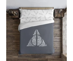 Patalynės komplektas Belum patalynės užvalkalas Harry Potter, patalynės užvalkalas su sagomis 100% medvilnė, modelis Reliquias Lettering lovoms 90 cm (155 x 220 cm)