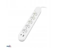 Bemko prailgintuvas nb 5x 2p+su+išj. 1.5mm x 2.0m + 2x usb(c+a)