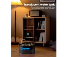 Bemoony kačių fontanas, 3.2 l girdykla katėms, tylus siurblys su led, giluminis filtravimas, skaidrus vandens rezervuaras, tinkamas namų ūkiams su keliais augintiniais, juodas