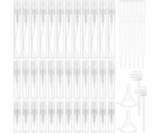 Benecreat 60 vnt. 2–5 ml plastikiniai purškimo buteliukai, mini balti purškimo buteliukai su 20 vnt. plastikinių pompų, 6 vnt. lašintuvų ir 2 vnt. piltuvėlių kelioniniams kvepalams, eteriniam aliejui