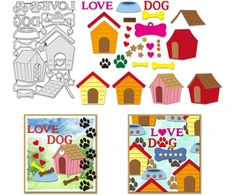 Benecreat love dog metalo pjovimo štampai su būda, pėdomis ir kaulais, skirti "pasidaryk pats" scrapbooking'ui, dekoratyviniam popieriaus reljefui, scrapbooking'ui, kortelių gamybai, 11.2 x 17.7 cm