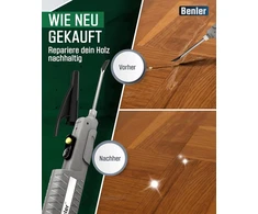 Benler® naujas! Medinis remonto rinkinys su 2 viename vaško lydytuvu laminatui, parketui ir vinilo remontui, taip pat tinkamas pvc ir plastikui, 19 dalių laminato remonto rinkinys (medienos remonto rinkinys).
