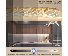 Benlun 12 V Cob led juosta grindų spintelių apšvietimui virtuvėje 10 m, kerpama 4000 K natūralios baltos spalvos led juosta lipni su reguliatoriumi ir maitinimo šaltiniu spintelių apšvietimui, akustinėms plokštėms, spintelėms