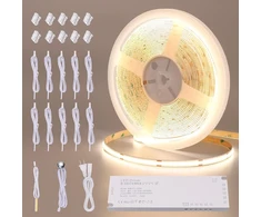 Benlun 12 V Cob led juosta grindų spintelių apšvietimui virtuvėje 10 m, kerpama 4000 K natūralios baltos spalvos led juosta lipni su reguliatoriumi ir maitinimo šaltiniu spintelių apšvietimui, akustinėms plokštėms, spintelėms