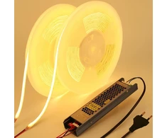 Benlun 24 V cob led juosta diffusion 20 m (10 m x 2), led juosta 3000 k šiltai balta lauko pieno baltumo silikoninė vandeniui atspari led juosta laukui 11 w/m cri 93 su maitinimo šaltiniu kambario dekoravimui