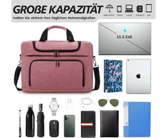 Bertasche nešiojamojo kompiuterio krepšys 17 colių / 17,3 colio / 15,6 colio nešiojamojo kompiuterio krepšys, skirtas universitetui, darbui, verslui, rožinis, universalus