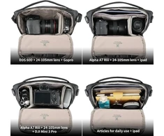Besnfoto fotoaparato krepšys dslr fotoaparato sling tipo kuprinė fotografams, atspari vandeniui maža crossbody tipo krepšys per petį veidrodiniams fotoaparatams, juodas, krepšys per petį