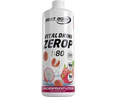 Best Body Nutrition Vital Drink Zerop® – drakono vaisių ir ličių skonio sirupas be cukraus – 1 l – 1:80 paruošia 80 litrų gėrimo – gėrimų koncentratas su vaisių sultimis – vandens skonio suteikėjas su vitaminais