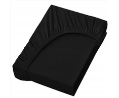 Bestlowcost paklodė su guma luxury satininis medvilnės audinys 160x200cm juodos spalvos