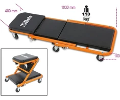 Beta 3002 montavimo volelis, riedlentė dirbtuvėms, automobilinis gultas (transformuojamas į sėdynę, stabilus ir tvirtas, plieno konstrukcija, pvc danga su putų gumos paminkštinimu), oranžinis/juodas