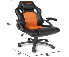 Beta 9563g biuro kėdė, biuro kėdė svečiams, darbo kėdė (ergonomiško ir sportiško dizaino biuro kėdė, apmušalas iš Pu dirbtinės odos, paminkštinti ir išlenkti porankiai, patraukli forma), oranžinė/juoda