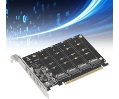 Bewinner M.2 Nvme Ssd į Pcie X16 adapteris, 4 portų Ssd masyvo kortelė, didelės spartos 4x32gbps Soft Raid kortelė su individualiu Led ekranu