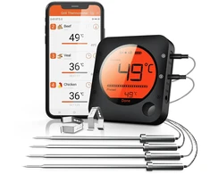 Bfour Grilio Bluetooth Termometras Kepimo Termometras su Laikmačiu, 4 Temperatūros Jutiklių Zondai Skaitmeninis Grilio Termometras Apšvietimas Led Ekranas Momentinis Skaitymas