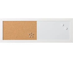 Bi-office kombinuota magnetinė lenta su baltos spalvos magnetine danga/kamštinė skelbimų lenta Elements, baltas mdf rėmas, 60x20 cm