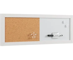 Bi-office kombinuota magnetinė lenta su baltos spalvos magnetine danga/kamštinė skelbimų lenta Elements, baltas mdf rėmas, 60x20 cm