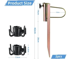 Bigbuy Garden 2 metalinių skėčių laikiklių rinkinys, vejos smaigalys, skėčio stovas, skėčio laikiklis skėčiams, kurių skersmuo 20–35 mm