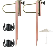 Bigbuy Garden 2 metalinių skėčių laikiklių rinkinys, vejos smaigalys, skėčio stovas, skėčio laikiklis skėčiams, kurių skersmuo 20–35 mm