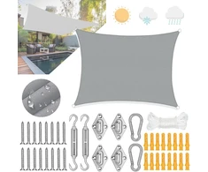 Bigbuy Garden Stačiakampė apsauga nuo saulės, 2 x 3 m, tentas 2 x 3 m, neperšlampamas su kilpomis, neperšlampama drobė su apsaugos nuo saulės tvirtinimo rinkiniu, apsauga nuo Uv spindulių 98%, sodui, terasai, stovyklavimui