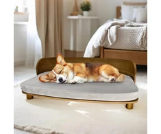 Binopaw elegantiška šunų sofa su mediniu rėmu, paaukštinta lova augintiniams, kačių sofa šunims ir dideliems katinams iki 20 kg, 83 x 57 cm