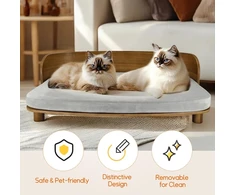 Binopaw elegantiška šunų sofa su mediniu rėmu, paaukštinta lova augintiniams, kačių sofa šunims ir dideliems katinams iki 20 kg, 83 x 57 cm