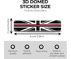 Biomar Labs 2 x lipdukai 3d gelio silikono lipdukai Didžioji Britanija Anglija Jk Union Jack Gb Thin Raudona Line Firefighter Flag plona raudona linija ugniagesio vėliava automobilio lipdukai F 63