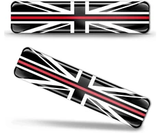 Biomar Labs 2 x lipdukai 3d gelio silikono lipdukai Didžioji Britanija Anglija Jk Union Jack Gb Thin Raudona Line Firefighter Flag plona raudona linija ugniagesio vėliava automobilio lipdukai F 63