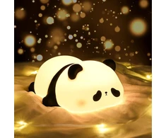 Birnetek® vaikiška naktinė lemputė, panda lemputė, pritemdoma, miela panda led lemputė prie lovos, įkraunama su laikmačiu, miego lemputė vaikams, silikoninė naktinė lemputė vaikų kambariui