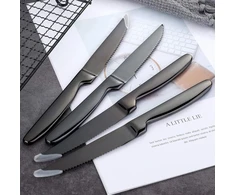 Bisdarun rinkinys steak'ų peilių su aštriais dantytu kraštais, nerūdijančio plieno, 6 dalių, juodas stalo peilis mėsai, steak'ų peilių rinkinys, ilgis 22 cm / 8.66 colio
