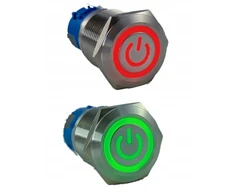 Bistabilus dviejų spalvų mygtukas 250v 5a 19x38mm raudonas žalias