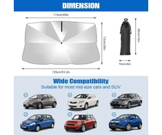 Bitoyo apsauga nuo saulės automobilio priekinis stiklas 135 x 73 cm, apsauga nuo saulės automobilio priekinis stiklas vidaus, apsauga nuo uv spindulių priekinio stiklo skydelis nuo saulės, sulankstomas priekinio stiklo dangtis, skėtis daugumai automobilių