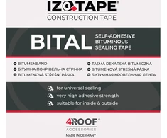 Bituminė stogo dengimo sandarinimo juosta Izotape Bital 200 mm x 10 m, juoda