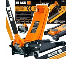 Black Žemo profilio hidraulinis dviejų stūmoklių kėliklis 3t 75-510mm 32kg Juodas