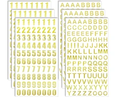 Blmhtwo 6 lapų raidžių lipdukai aukso spalvos, lipnios raidės aukso spalvos blizgučių lipdukai raidės aukso spalvos abėcėlės skaičių lipdukai vestuvėms dovanų pakavimui vakarėliams kvietimams atvirukams