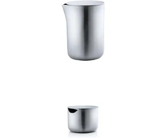 Blomus Basic 63620 pieno ąsotis su nerūdijančio plieno dangteliu + 63621 cukrinė su nerūdijančio plieno dangteliu Basic