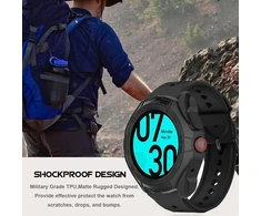 Blueshaweu apsauginis dėklas, suderinamas su Ticwatch Pro 5 išmaniuoju laikrodžiu, itin plonas Tpu apsauginis dėklas, skirtas Ticwatch Pro 5 išmaniajam laikrodžiui (juodas + smėlio spalvos)