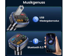 Diktofonas Bluetooth Fm siųstuvas automobiliui, Hi-fi garsas, 2x Usb-c/a greitas įkrovimas