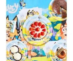 Bluey popierinės lėkštės vaikų gimtadienio dekoravimo vakarėlio rinkinio dekoracija gimtadienio vakarėlio stalo reikmenys gimtadienio dekoravimo vakarėlio reikmenys 10 svečių