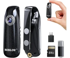 Boblov 007 Mini kamera, 1080p Full Hd kūno kamera, kūno kamera, vaizdo kamera policijai/motociklui/dviračiui/sportui (007 su 64gb Tf kortele)